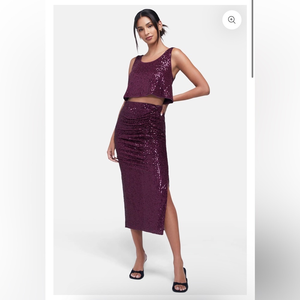 NEW • Wildfox • Women’s Armidale Midi Skirt Dark Purple Sequin Medium